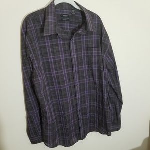 Van Heusen Plaid Shirt, Purple/Green, XL, 17-17.5